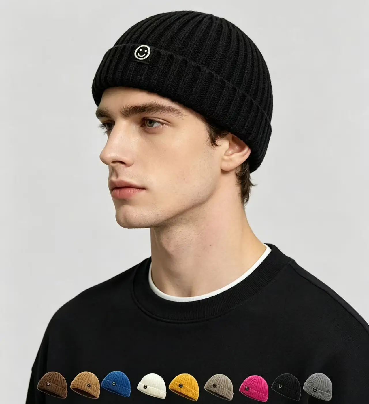 Gorro de punto de moda Hip Hop para hombre y mujer, gorro sin ala cálido de invierno, gorro holgado tipo melón, gorro Docker, gorro de pescador