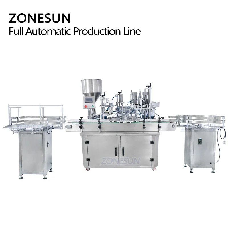 ZONESUN Custom Full Automatic Cosmetic Liquid Milk Honey Squeeze Bottle Vial Filling And Capping Machine for Production Line