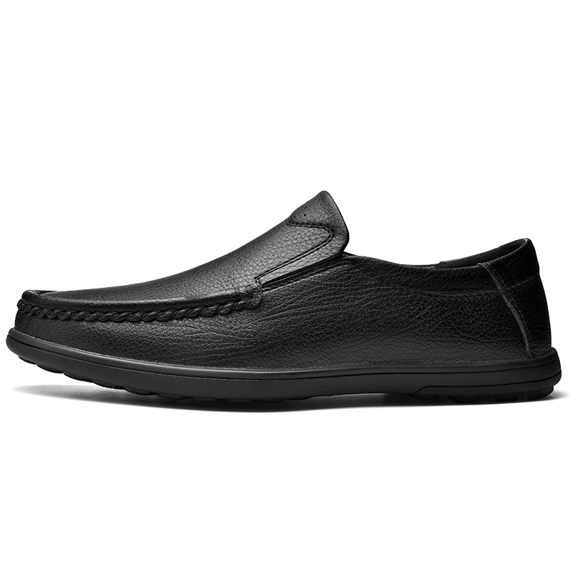 Mens Leather Shoes Non Slip Walking Shoes Outdoor Slip on Casual Shoes Male Office Work Driving Shoe