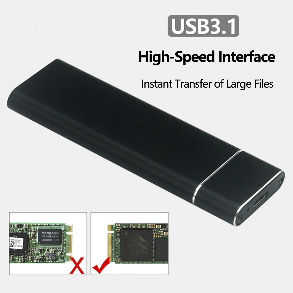 Aluminum Alloy M.2 NGFF SATA SSD to USB 3.1 Enclosure Adapter B-Key External Solid Hard Disk Case Support Hot-Swap Plug & Play