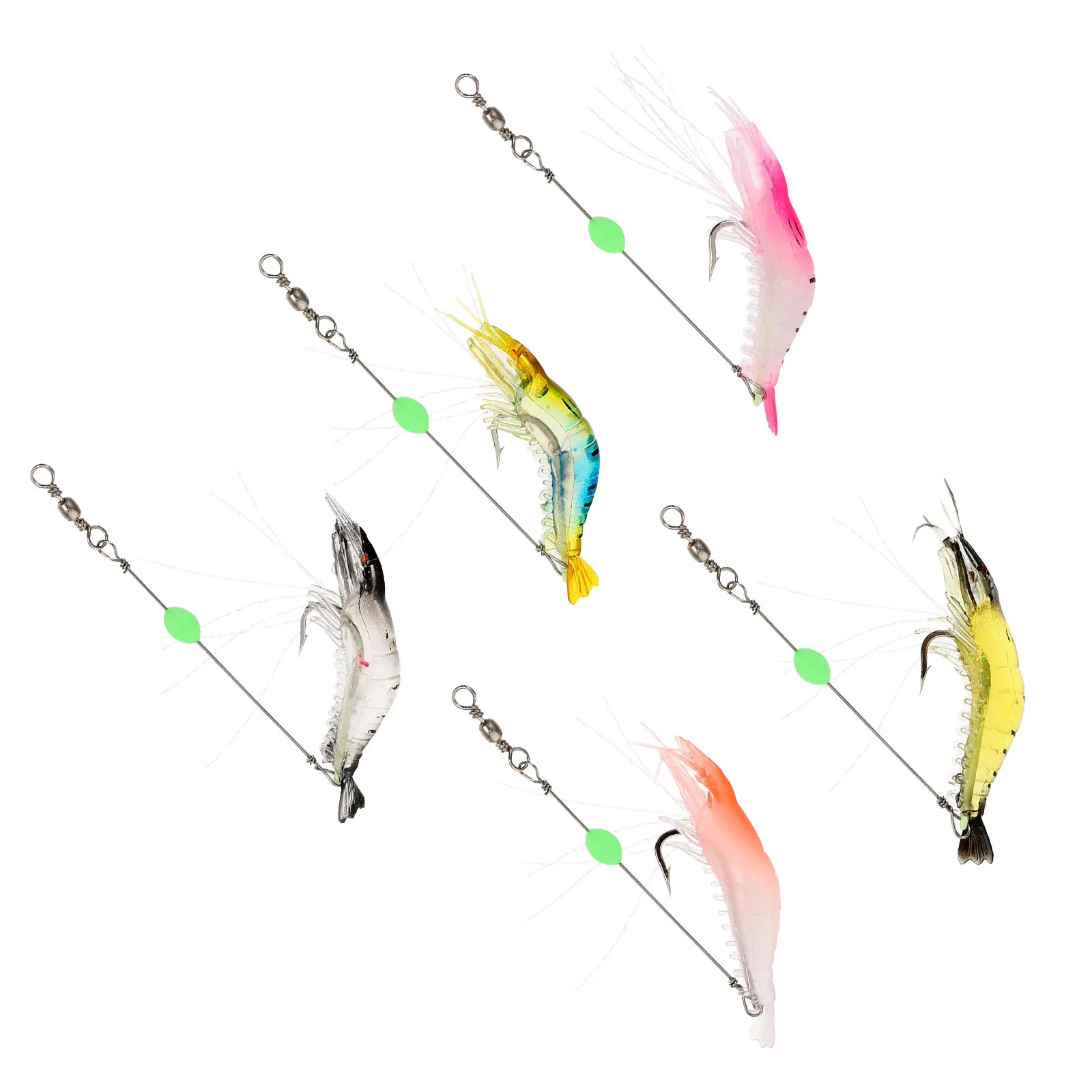 

5 Pcs Night Glow Shrimp Baits Durable Silicone Fishing Lures Lightweight Portable Eco Friendly Fake Bait Tackle