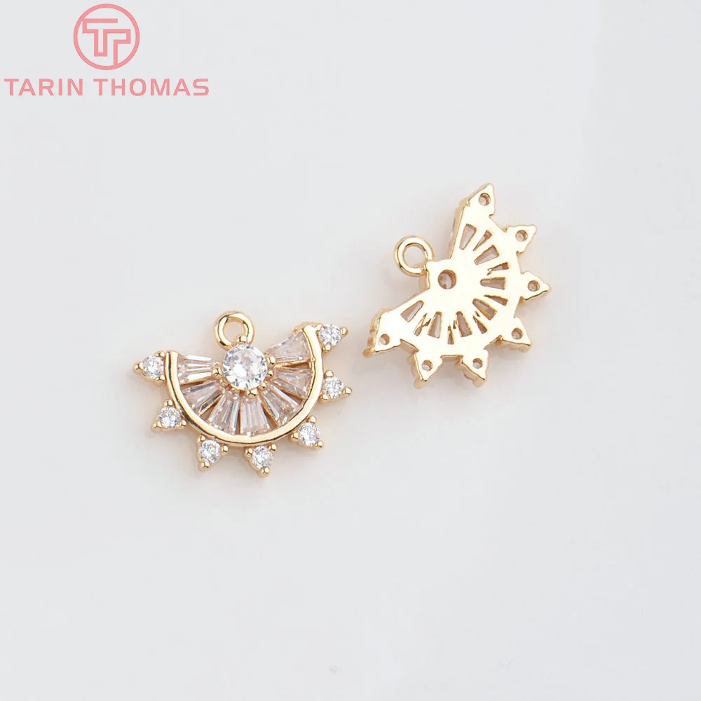 (4824)6PCS 14,5 x10MM 24K Champagner Gold Farbe Messing mit Zirkon Sector Form Charms Anhänger Diy Schmuck Erkenntnisse Zubehör