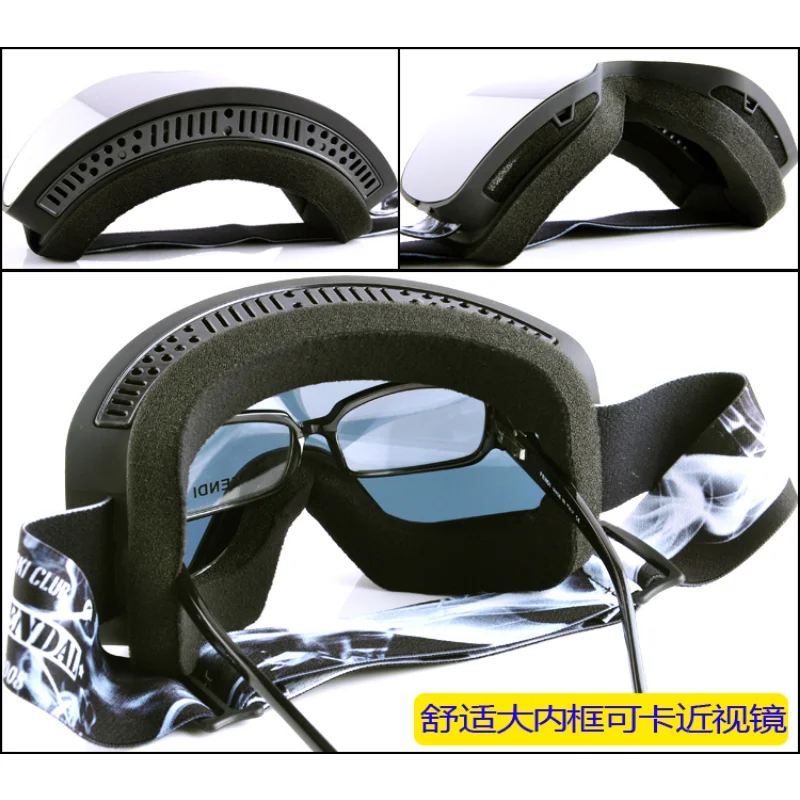 Frameless Cylindrical Ski Goggles for Adults, Double-Layer, Anti-fog, Can Stick, Men and Women