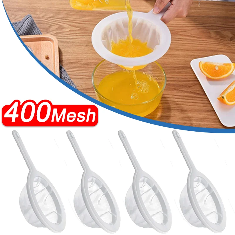 400Mesh Reusable Nylon Filter Mesh Strainer Spoon Ultra Fine Colander Mesh Sieve Strainer for Honey Juice Soy Milk Coffee Filter