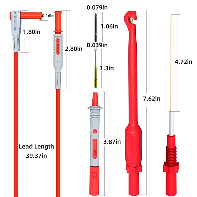 Multimeter Automotive Test Leads Kit With Wire Piercing Clip Puncture Probes 4Mm Banana Plug Extension Test Cable Set