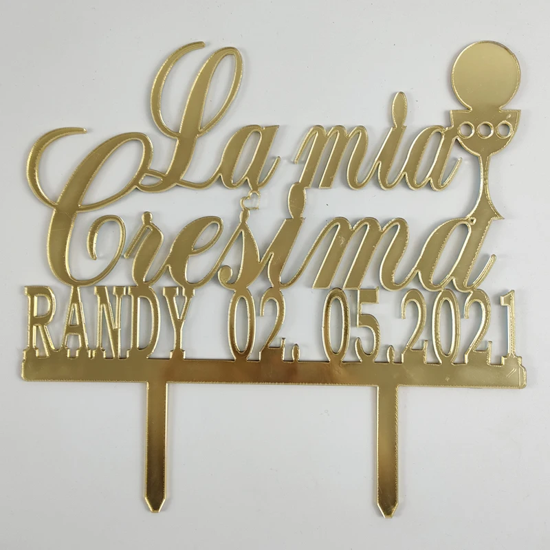 Custom Name Date La Mia Cresima+Your Name Date Cake Topper YC314 image 4