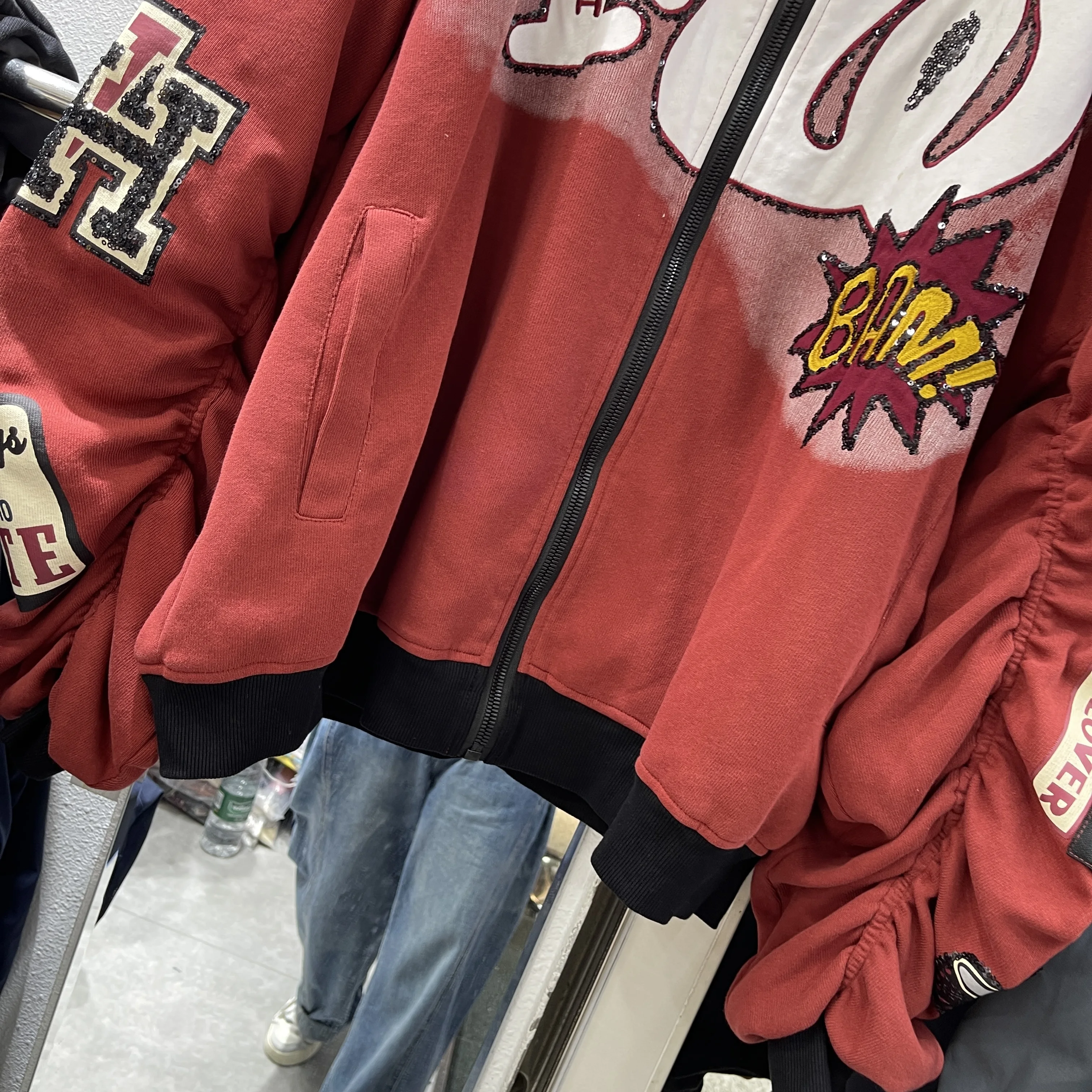 2025 New Loose Fit Mid-Length Color Block Patchwork Baseball Jacket for Women Red Coat Women Autumn Jacket Oversized Jacket