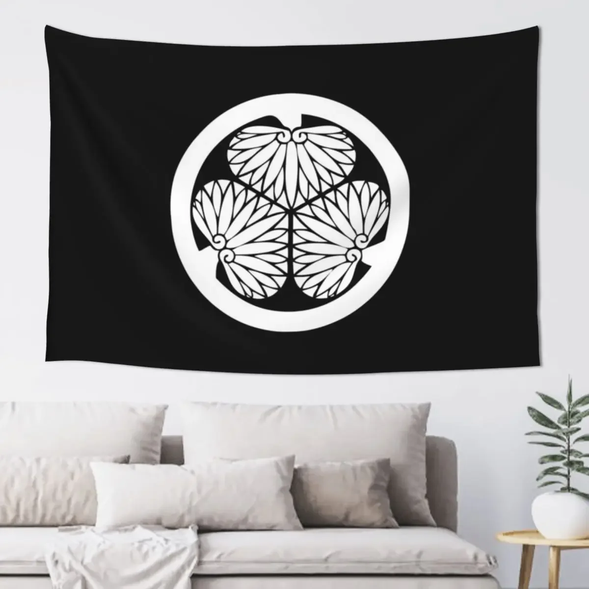 Tokugawa Kamon/Mon White/Black Tapestry Decoration Home Home Decorators Decoration Wall Tapestry