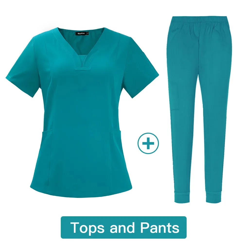 Slim fit mulher cirúrgica esfrega conjuntos uniformes hospitalares artigos de enfermagem dental cic salão de beleza spa roupas de trabalho terno