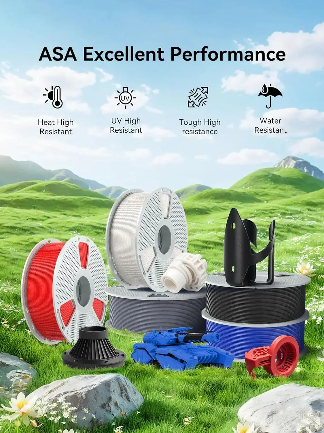 SUNLU ASA 3D Filament 1.75mm UV Bestendig Hittebestendig Weerbestendig ASA Filament voor Buiten 3D Printen Materiaal 5KG - afbeelding 2