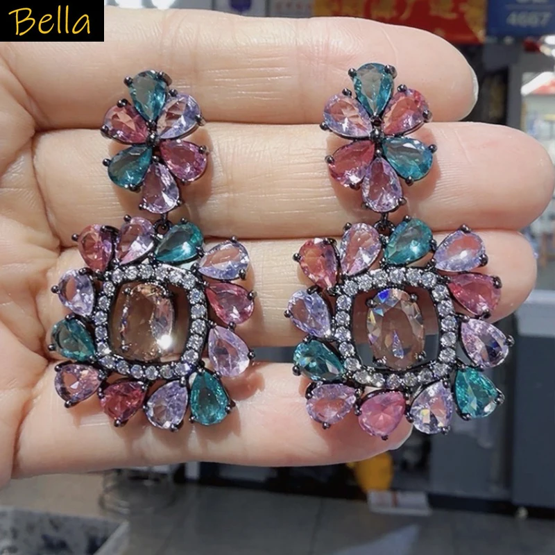 

Flower Drop Earrings for women Jewelry for Party female Gift square dangle earrings white orange