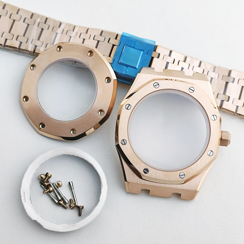 42mm watch case octagonal stainless steel case sapphire glass case customizable logo compatible with NH35 NH36 NH38 NH70 NH72