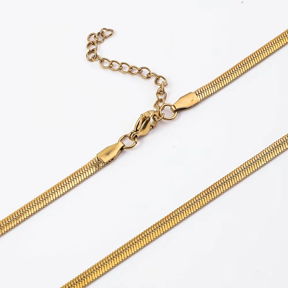 1pc 4mm Blade Chain Stainless Steel Hip‑Hop Style Plain Chain for Daily Wear 40/45cm Main Chain with 5cm Extender Chain