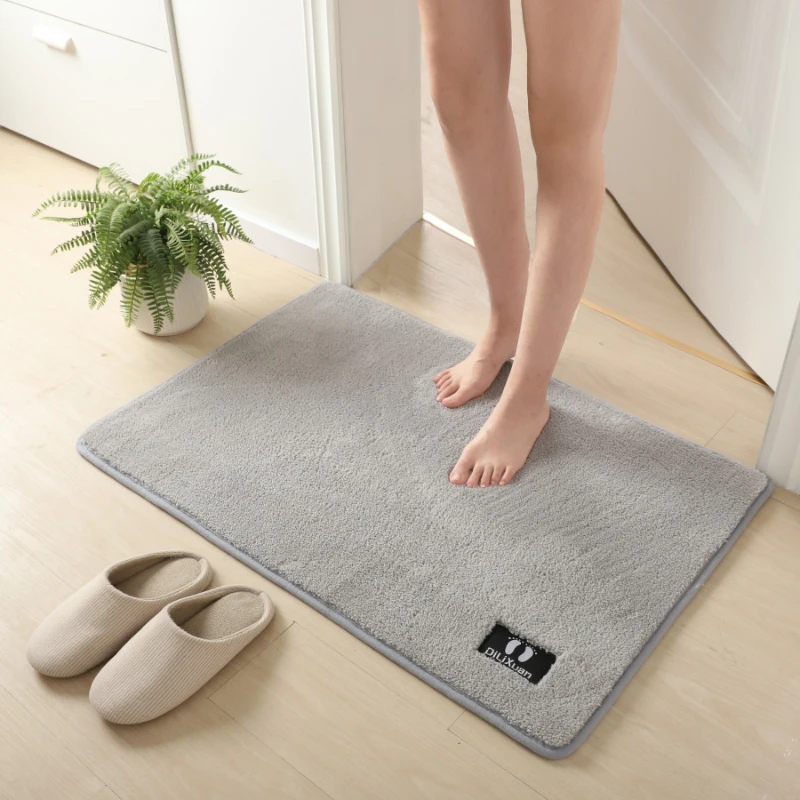 New Thickened Solid Color Tufted Bathroom Mat Absorbent Quick Dry Non-Slip Floor Rug for Shower Durable Stain Resistant Foot Mat