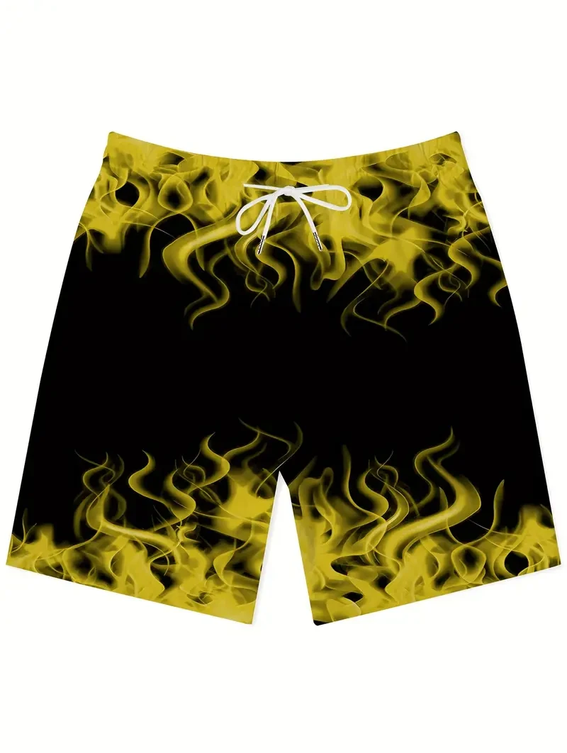

Flame 3D Print Beach Shorts Summer Men Women Oversized Surfing Board Cool Sports Man Swim Shorts Swimwear Trunks Clothing