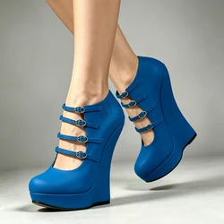 Women Sexy PU leather Stiletto Sandals Female Fashion High Heels Shoes Pumps Spring/Summer/Autumn party Wedges Plus Size 36-46