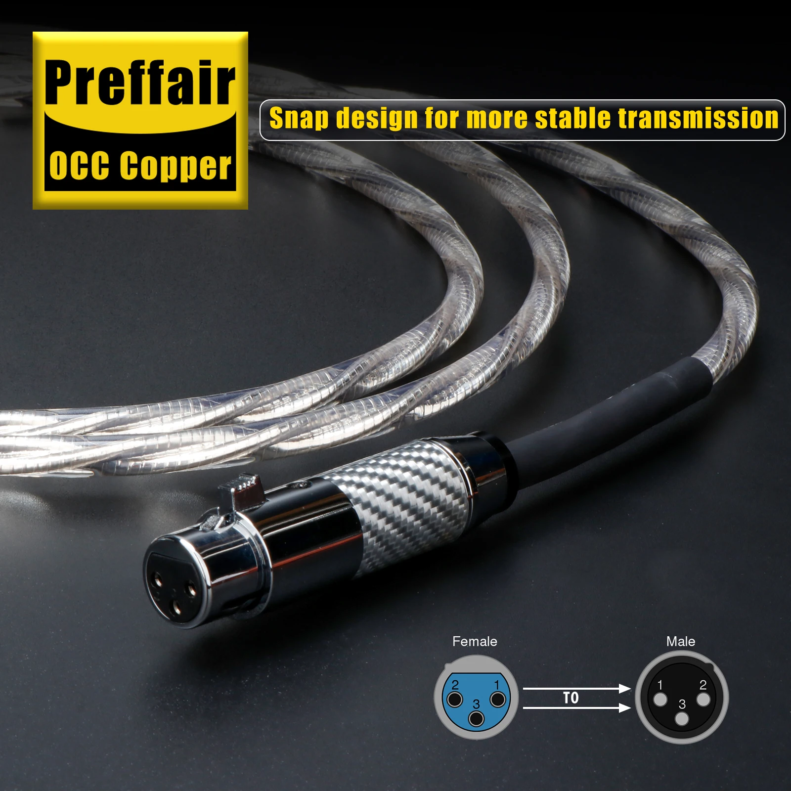 ミュージックリボン 110Ω 同軸XLR 3ピン デジタルバランスケーブル ホワイト24Kカーボンファイバーシェル アンプオーディオ信号ケーブル