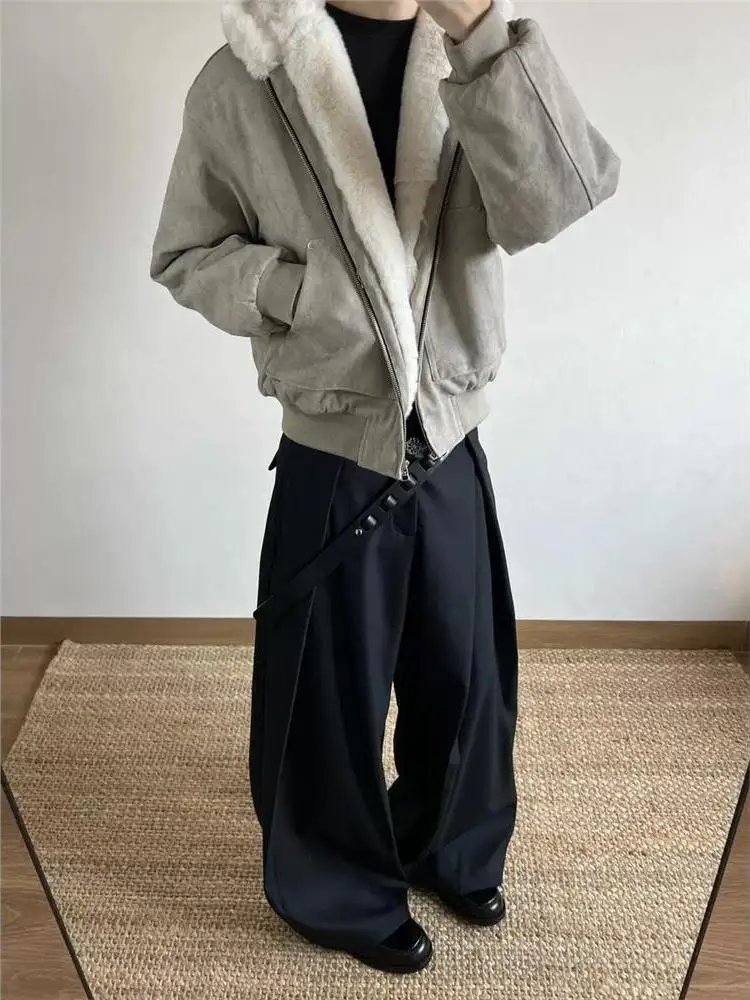 

American Sle Retro Water-Resistant Marble Hooded Cotton Jaet Thiened Winter Coat for Men And Women Couple's Trendy Cott...