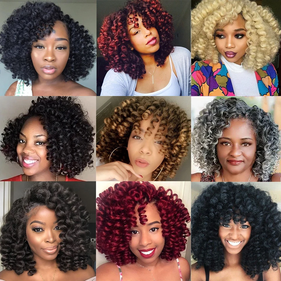 Ombre Jumpy Red Ginger Wand Curls Crochet Hair 1B 27 30 350 613 Purple Grey Colors jamaican twist braiding Hair 20 Strands/Pack