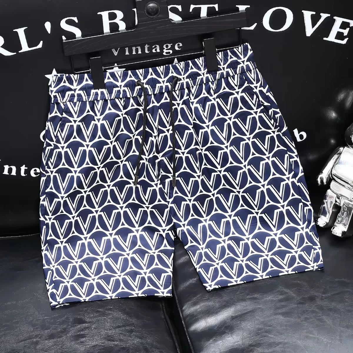

Luxury Business Casual Resort Style Men's Shorts Stylish Letter Full Print Summer Breathable Quick Dry Beach Shorts Moto Shorts