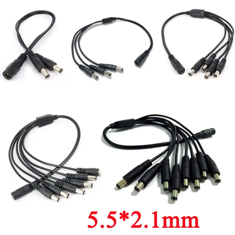 1 To 2/3/4/5/6/8 Way DC Power Splitter Cable 12V Power Adapter Connector Cord for LED Strip Lights CCTV Camera