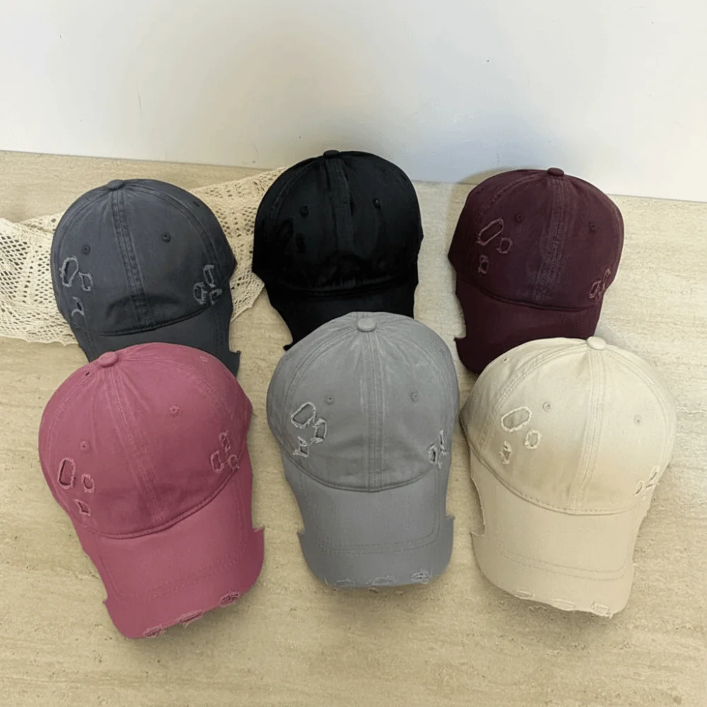 

Fashion Broken Style Baseball Cap Versatile UV Protection Sunscreen Hats Adjustable Breathable Baseball Hats for Leisure Outdoor