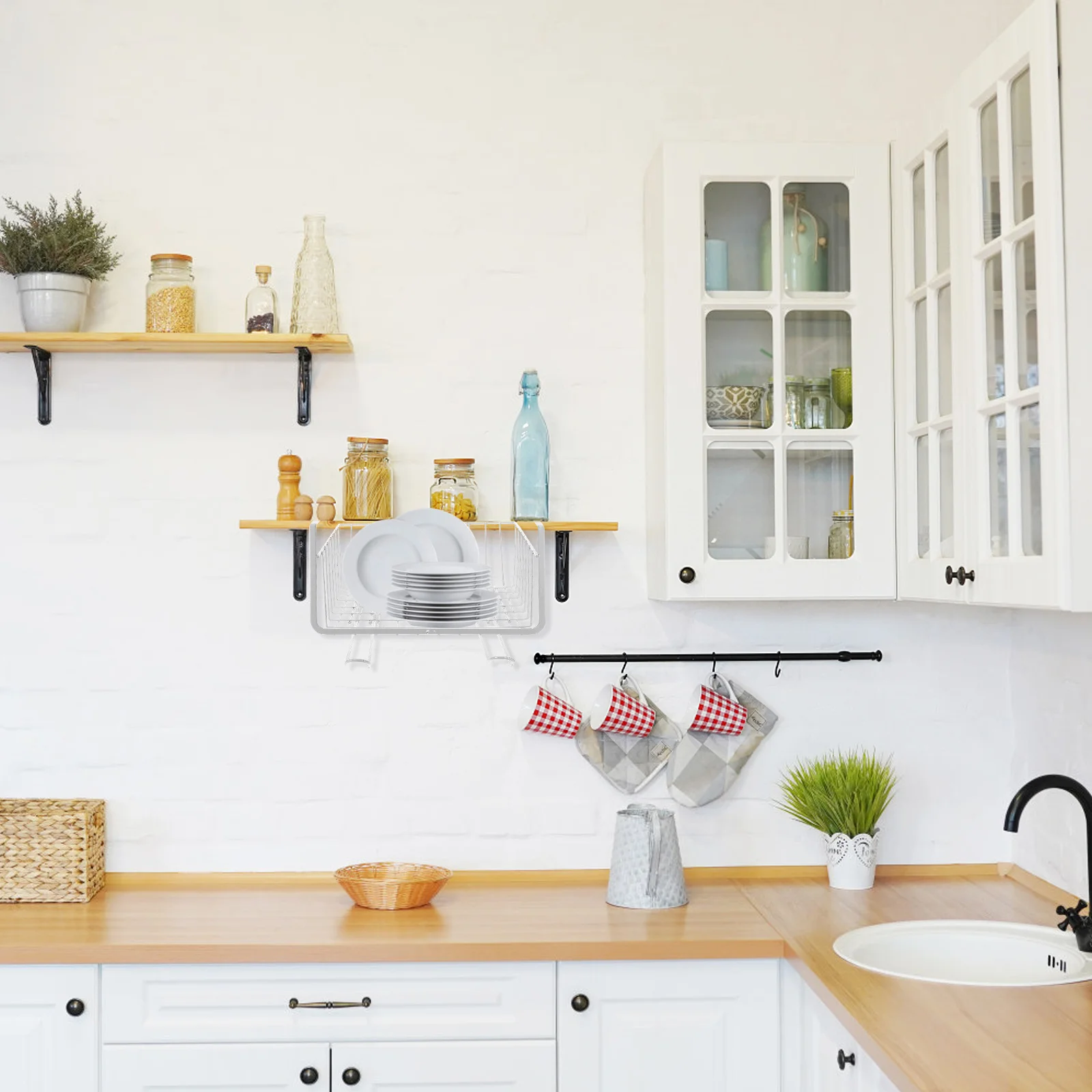 

Under Shelf Wire Basket No Drill Storage Rack For Kitchen Pantry Closet Bathroom Organizer Under Cabinet Hanging Basket