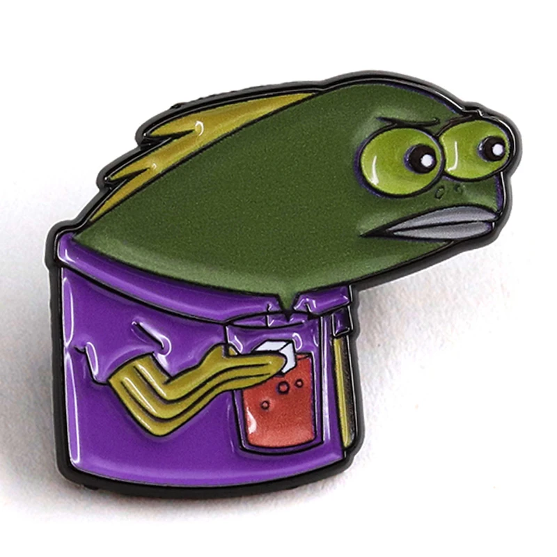 Pin esmaltado de pez de cuello largo, insignia de Tom The Fish, personaje de animación de comedia, periférico, joyería decorativa divertida