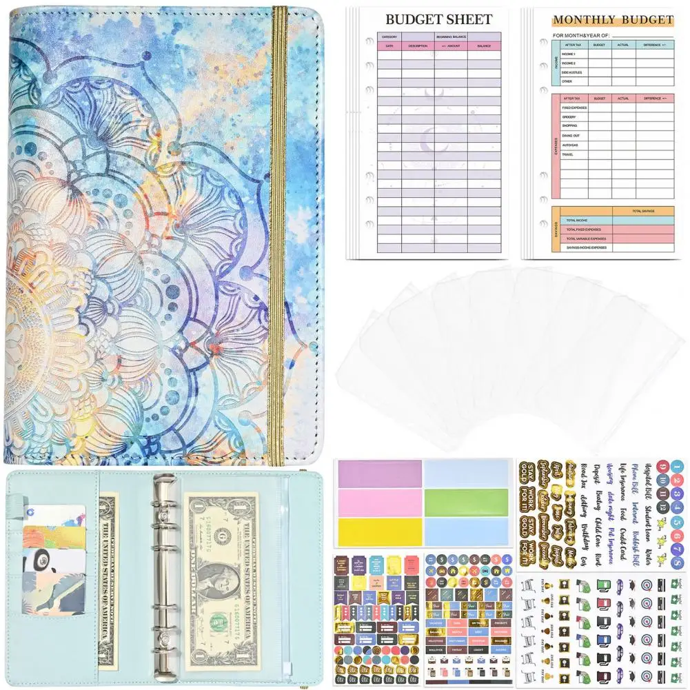 สมุดโน้ตพิมพ์ลายดอกไม้หลากสีสมุด A6อเนกประสงค์มีซิปสำหรับเงินสด