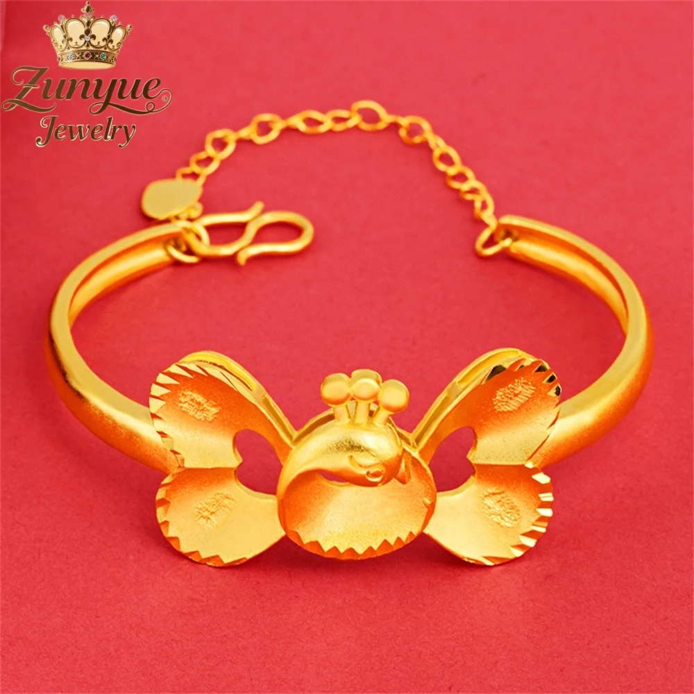 

Sand Gold Three-Dimensional Hollowed-Out Peacock Bracelet Fashion Jewelry Exquisite Luxury Quality Jewelry Gift Charms Elegant