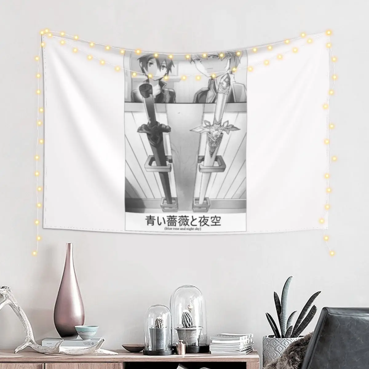 

Sword Art Online: Alicization - Blue Rose and Night Sky Sword T-Shirt Tapestry Art Mural Decoration Bedroom Tapestry