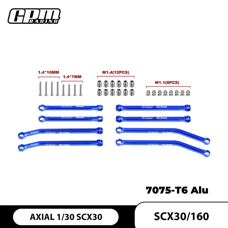 Tiges de direction avant et arrière en aluminium GPM 7075 - Ensemble complet pour AXIAL 1/30 SCX30 Ford Raptor/Wrangler