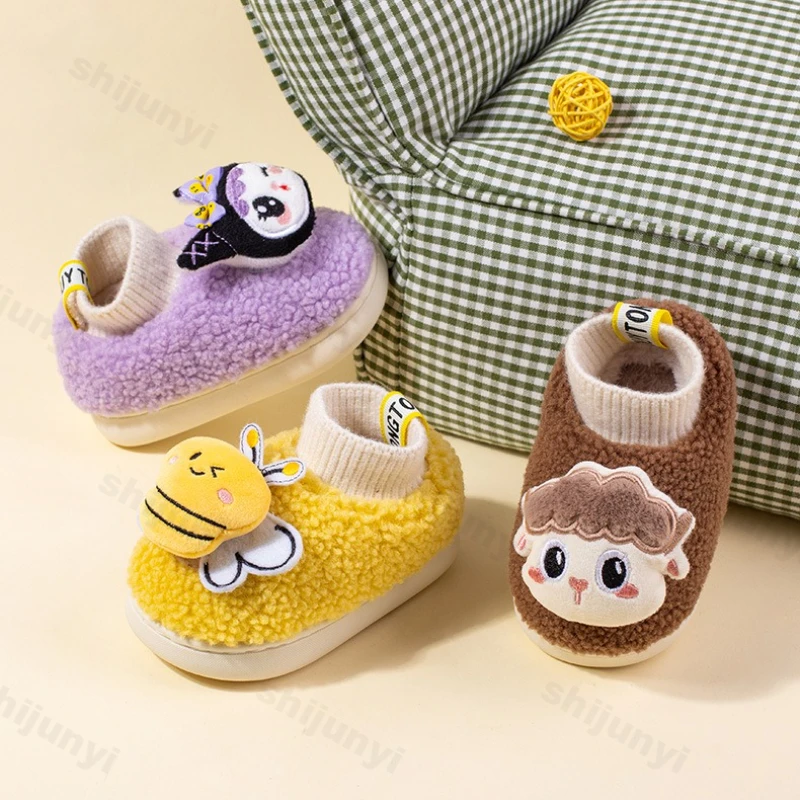 لطيف الأطفال الخريف الشتاء أحذية قطنية الأولاد أفخم رشاقته الراحة الأحذية الدافئة خفيفة الوزن لينة وحيد عدم الانزلاق الفتيات الأحذية القطيفة