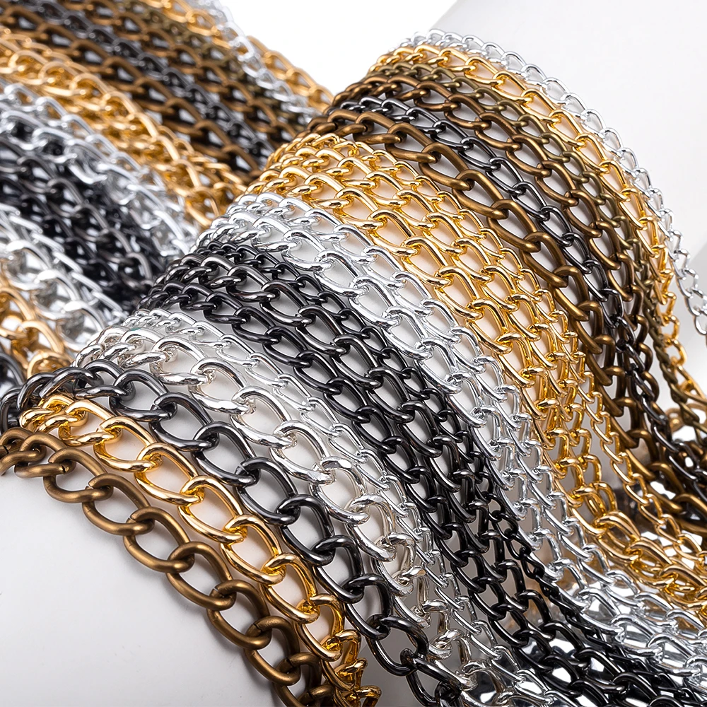 2M 1M 0.5M Aluminium Chain Curb Twisted Chain Links for DIY Handmade Necklaces Bracelets Jewelry Making Accessories Multi Color