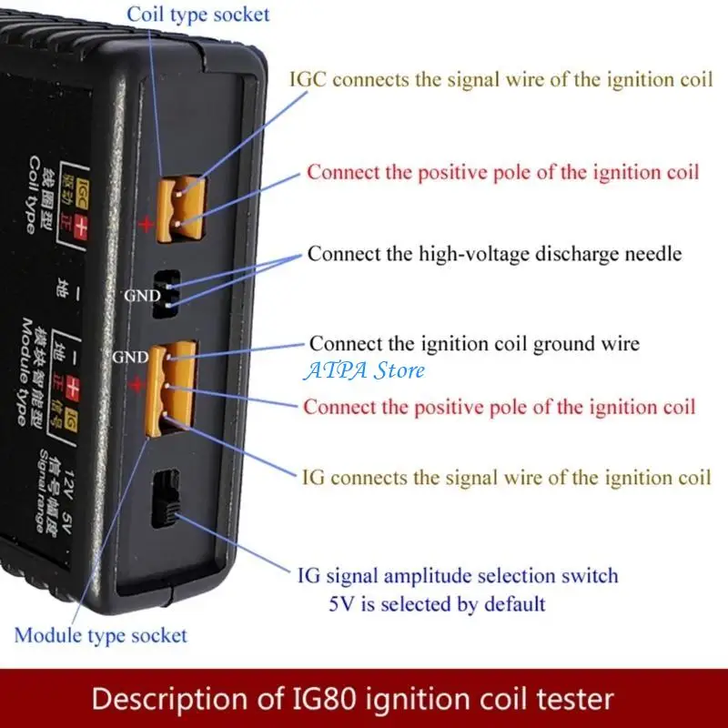 

U13C 12V~24V IG80 Professional Automobile Car Ignition Coil Detector NaturalGas Engine Tester Vehicle Diagnostic Repair Tool
