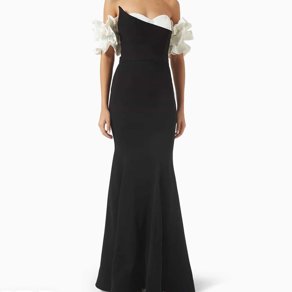 

Customized A-line Evening Dresses Floor-length Off The Shoulder Sleeveless Prom Gown Fashion Ruched Simple Draped Party Gown