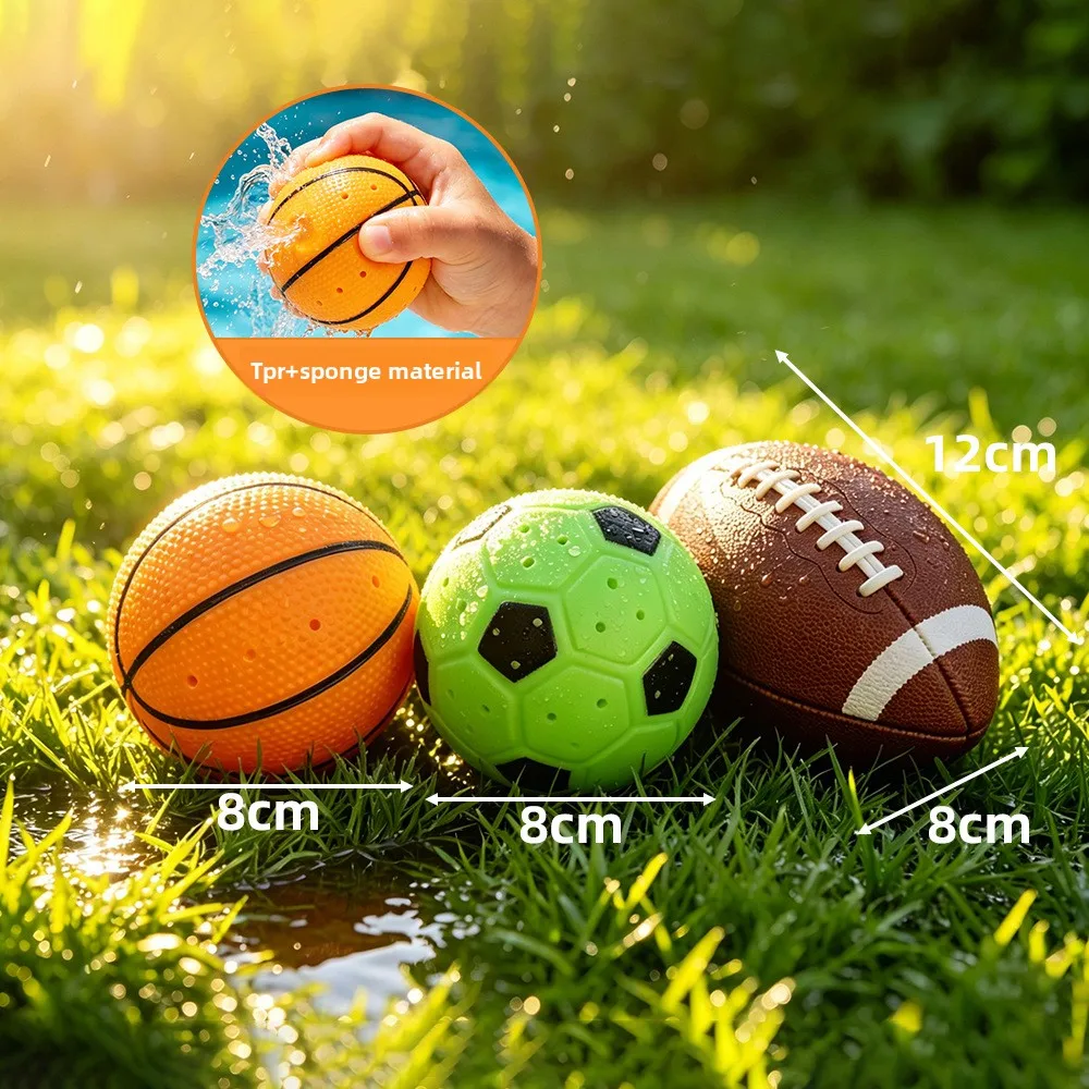 TPR Sponge Water Absorbent Dodge Splash Ball Soft Ball Toy for Kids Teens Outdoor Soaking Ball Outdoor Summer Interactive Pla