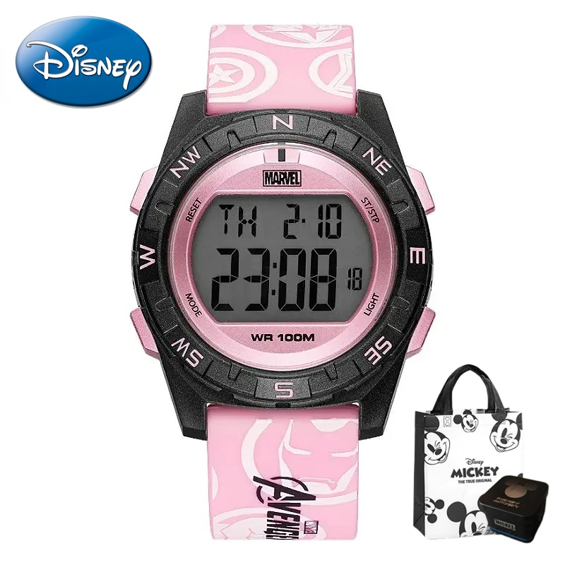 Disney-Montre électronique Marvel étanche, montre électronique multifonctionnelle pour jeunes étudiants, cadeau pour l'été, 50m