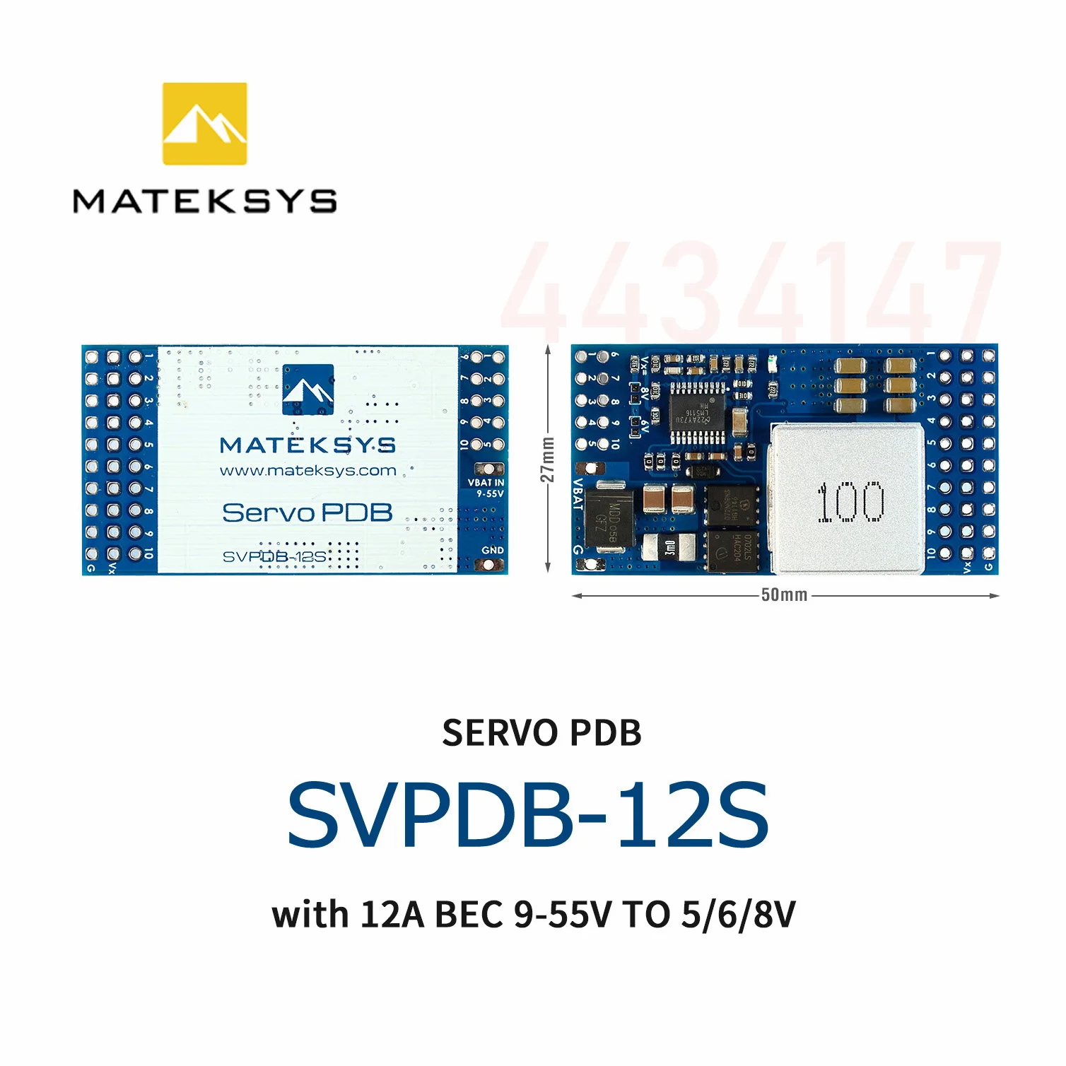 MATEK SVPDB-12S SERVO PDB With 12A BEC 9-55V TO 5/6/8V Power Distribution Board for RC Airplane Fixed-Wing Servo DIY Parts