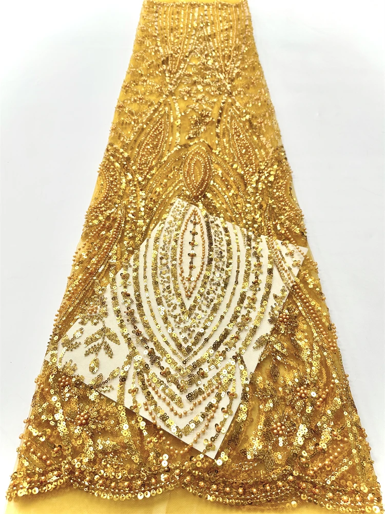 Luxury Sequins African Lace Fabric 2024 High Quality Nigerian Wedding Bridal Embroidery French Tulle Mesh Sewing 5 Yards ShiT