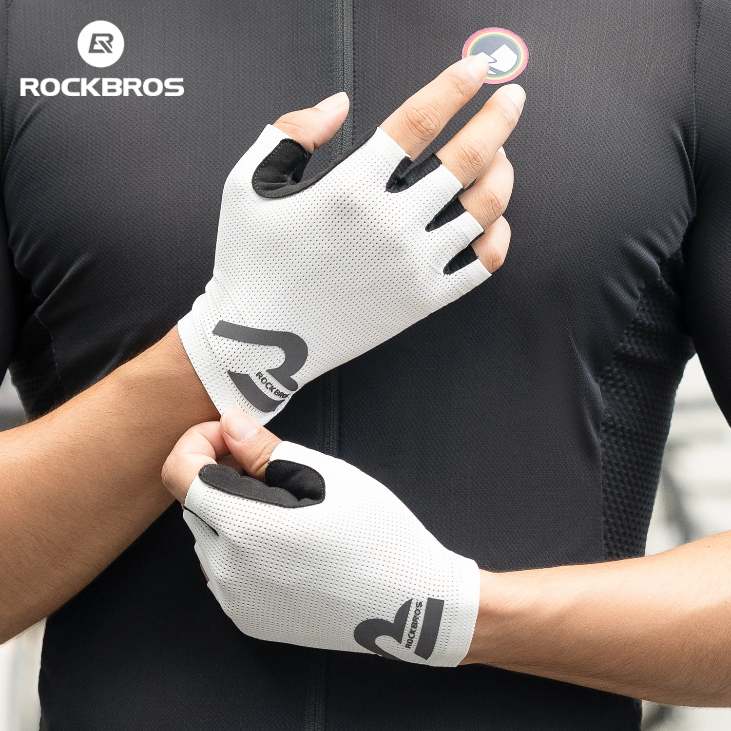 ROCKBROS Cycling Gloves High Elasticity Shock Absorption Half Finger Gloves Seamless Breathable Non-slip Summer Riding Gloves