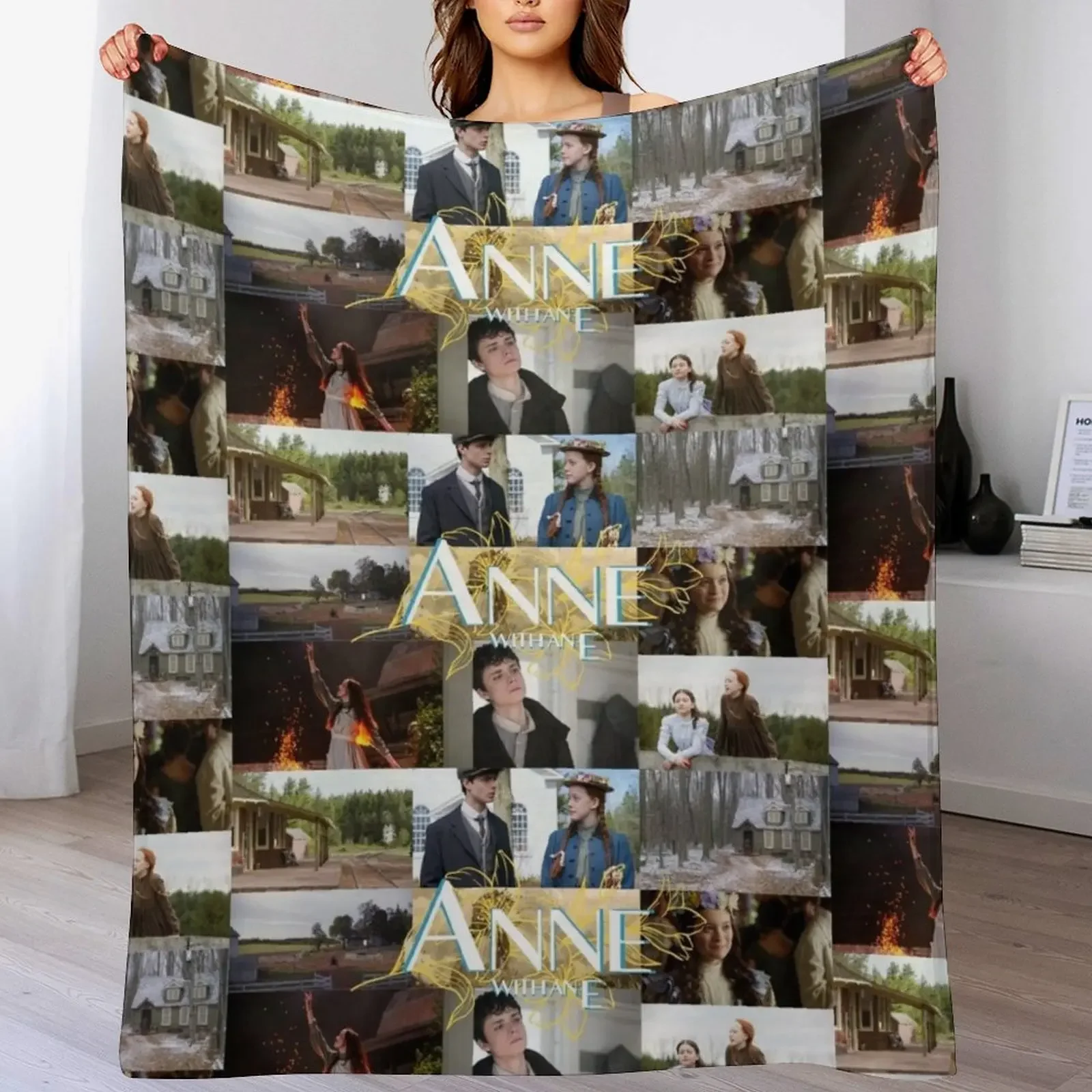 

Anne with an E Collage Throw Blanket Stylish Couch Blanket for Home Living Room