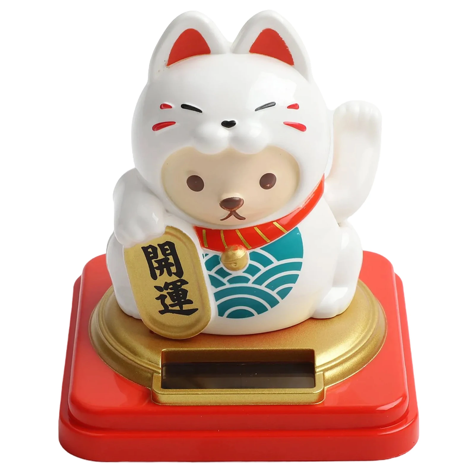 1pcs Solar Lucky Cat Light-Sensing Automatic Waving Hand Cat Welcome Chinese Lucky Cat Lucky Cat Store Home Car Decoration