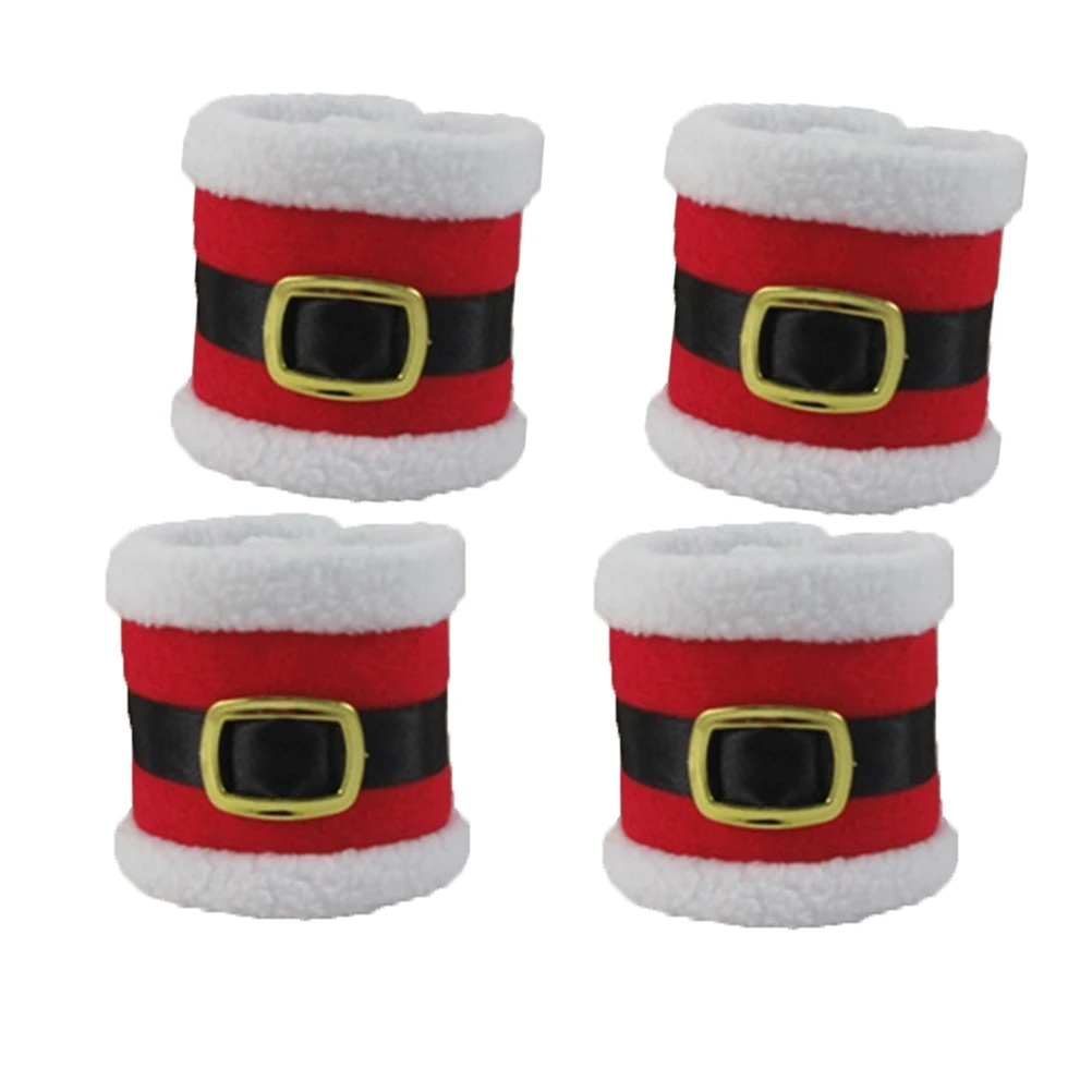 

4pcs Christmas Napkin Rings Buckles Long Lasting Use Party Decorations Santa Serviette Holders Tableware