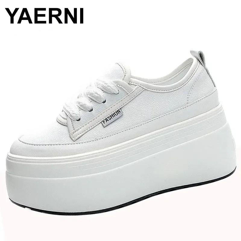 

Женские кроссовки на платформе, высокий каблук, платформа, на шнуровке, модная Натуральная кожа, на весну