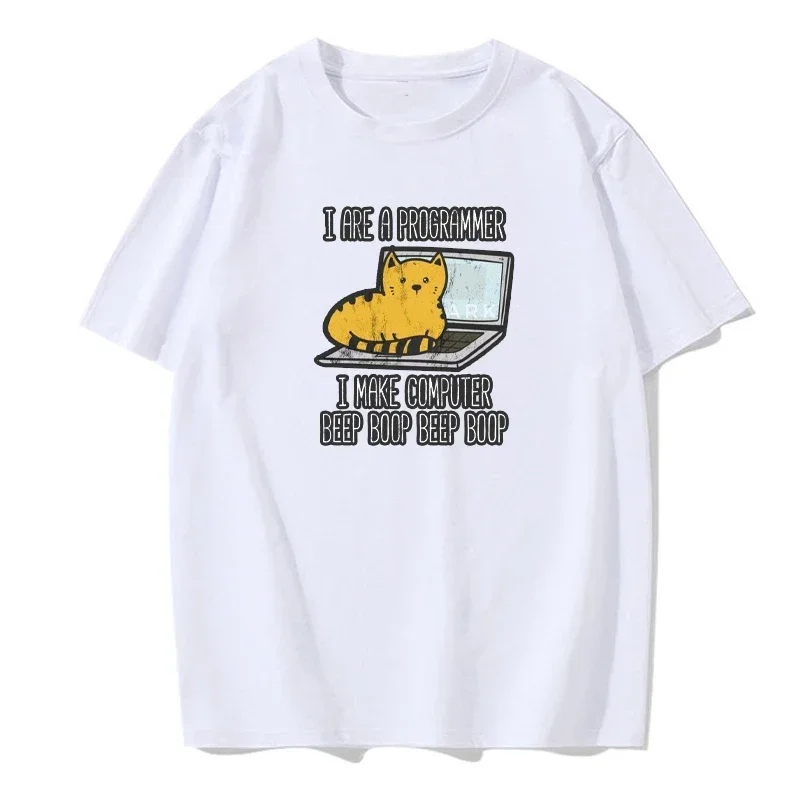 I Are Programmer I Make Computer Beep Boop Beep Boop Male T-Shirt Fashion Print T Shirt Oversize T-Shirts Summer Cotton Clothes