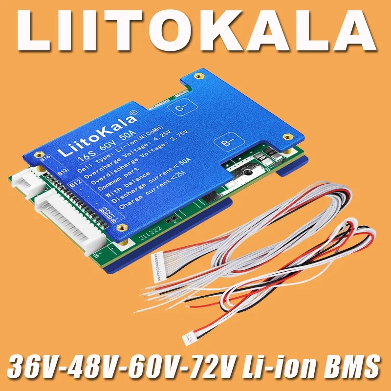 LIitoKala 72V/60V/48V/36V 20A/30A/50A 18650/21700 Li-ion Lithium Battery Pack BMS PCB Board PCM Balance Integrated Circuit