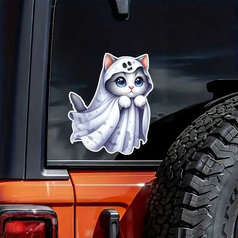 

Cute Ghost Cat Car Sticker Waterproof Vinyl Decal on Bumper Rear Window Laptop Self-adhesive Decal For Car Accessories Y871
