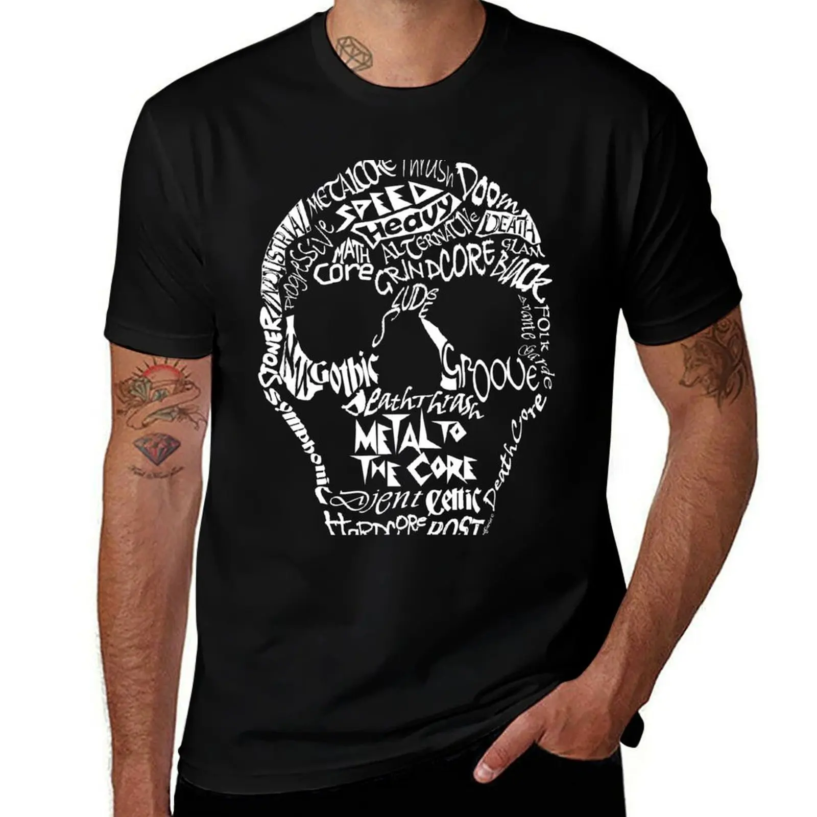 Metal to the Core Skull Design T-Shirt Classic Graphic Short Sleeve Top