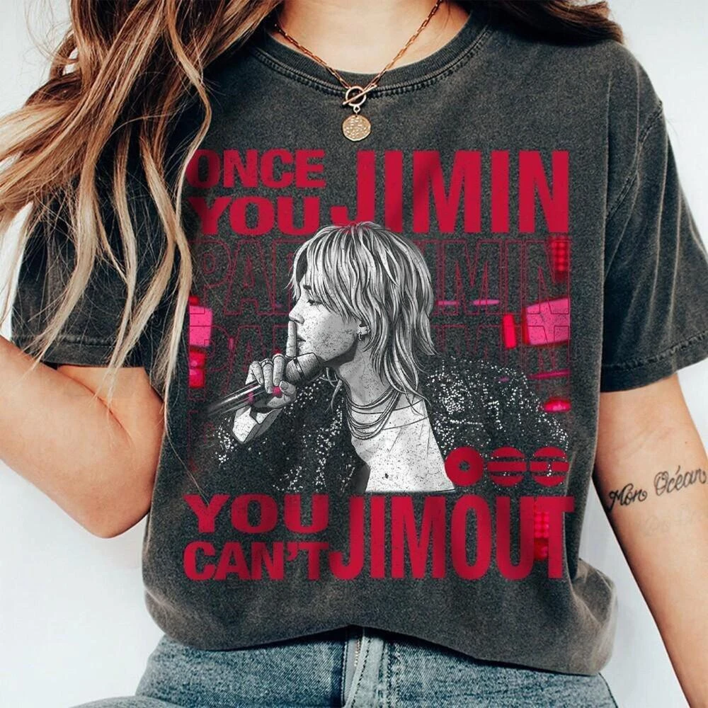 Image of 2026 Arirang World Tour Jimin Grafik-T-Shirt für Männer und Frauen, Sommer-Baumwollkleidung, Modisches Oversized Kurzarm-Oberteil, Streetwear